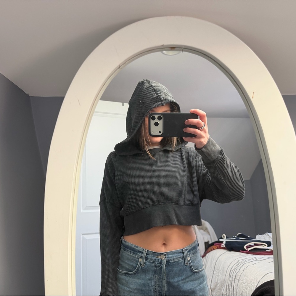 Urban Outfitters Gray Cropped Hoodie